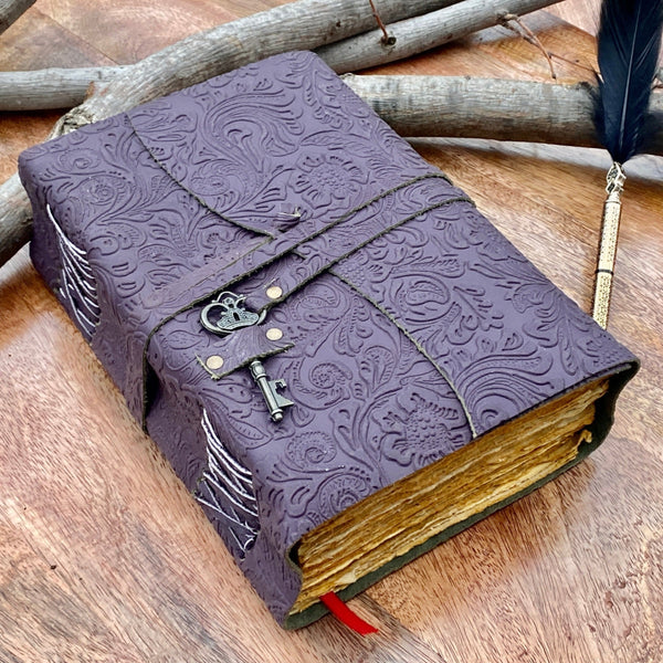 New 10" Purple- Embossed Leather Journal