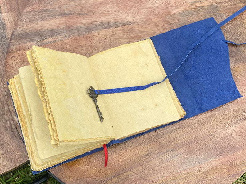 Blue- Embossed Leather Journal