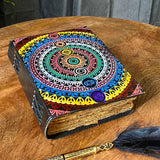 7 Chakra Multicoloured Leather Journal | Card Holder Inside | Hand-Stitched