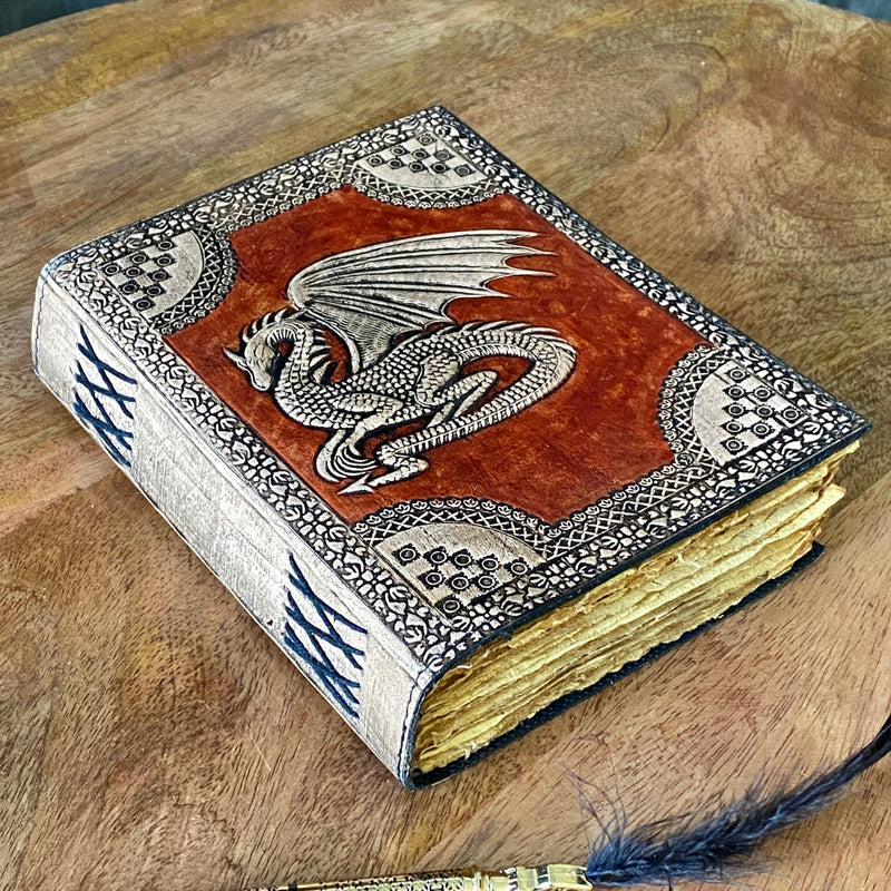 Dragon Multicoloured Pure Leather Journal  | Handstitched Journal