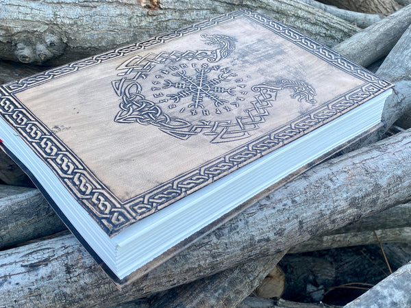 12" Viking Dragon Leather Journal | 400 White Pages | Extra Large Size