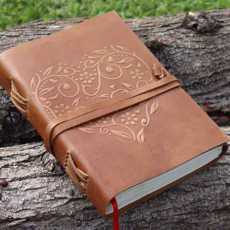 Floral Heart Leather Journal | Classic Journal