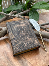A5 Antique Triple Moon Goddess Leather Journal | 4 Stone Options