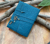 Turquoise- Embossed Leather Journal