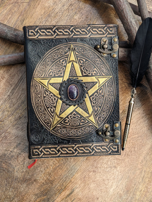 10"x7" Fat Pentagram Leather Journal | 400 Pages