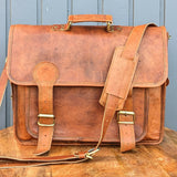 17'' Leather Satchel Briefcase | Big Front Pocket