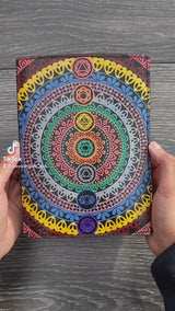 7 Chakra Multicoloured Leather Journal | Card Holder Inside | Hand-Stitched