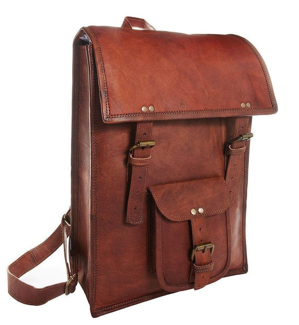 GrassLanders-Au Leather Backpack Dark Brown Pure Leather Unisex Backpack | Fits 15'' Laptop