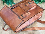 GrassLanders-Au Leather Backpack Light Brown Pure Leather Unisex Backpack | Fits 15'' Laptop