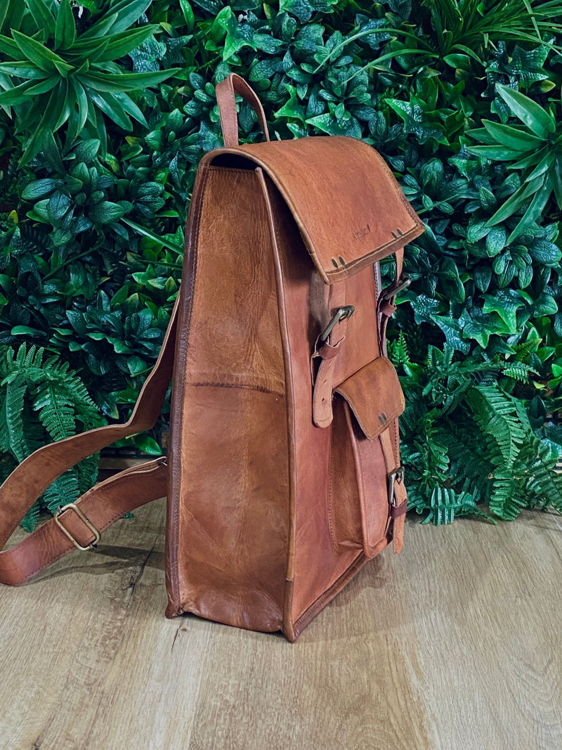 GrassLanders-Au Leather Backpack Pure Leather Unisex Backpack | Fits 15'' Laptop