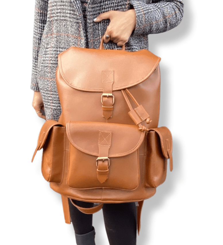 GrassLanders-Au Leather Backpack Tan 17'' Italian Leather Backpack | 2 Colours