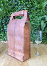 GrassLanders Leather Bag Light Brown Pure Leather Wine Case | 2 Bottles Holder