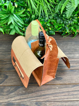 GrassLanders Leather Bag Pure Leather Wine Case | 2 Bottles Holder