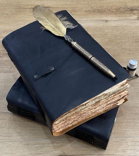GrassLanders-Au Leather Journal 350 Vintage Paper Hand Stitched Leather Journal w Pen Holder | Personalised