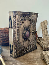 GrassLanders Leather Journal A5 Antique Triple Moon Leather Journal | 4 Stone Options