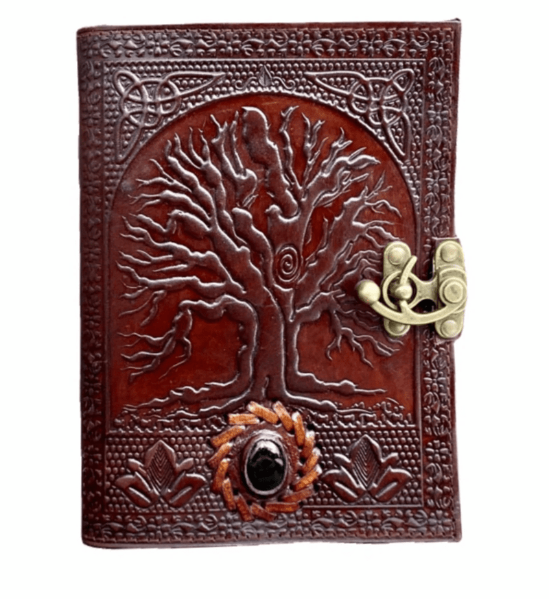 GrassLanders-Au Leather Journal A5 Tree of Life Leather Journal | 5 Stone Choices