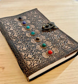 GrassLanders Leather Journal Antique / Lined Paper 7 Chakra Leather Journal  | 300 pages (new!)