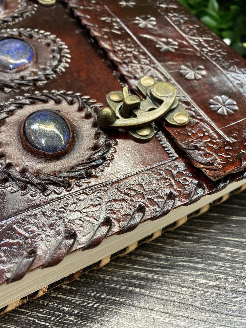GrassLanders Leather Journal Custom 3 Stones Journal | 10 inch leather book