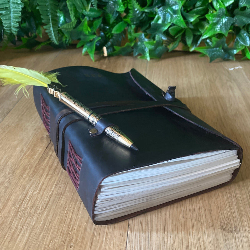 GrassLanders Leather Journal Personalised Leather Journal w Pen Holder | 240 pages