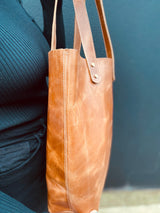 GrassLanders-Au Tote Bag Personalised Large Leather Tote Bag | Tan Colour