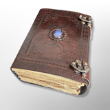 GrassLanders Triple Moon Leather Journal w Stone | 600 Pages