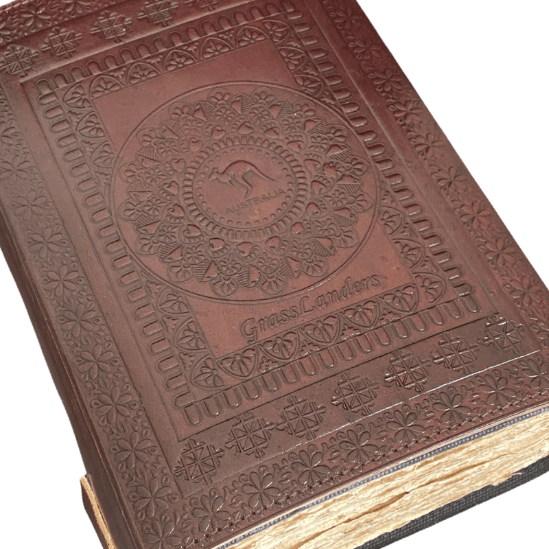 GrassLanders Triple Moon Leather Journal w Stone | 600 Pages